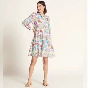 Ro’s Garden Romy Dress Fantasia Multicolor Floral Long Sleeves collared